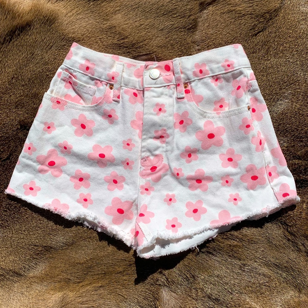 Pacsun, Vintage High Rise, Pink Flower Shorts